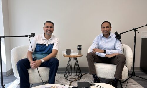 MedCoShare's CEO, Ronak Vyas, and Dr. Manuj Agarwal sitting together for the MedCoShare Podcast
