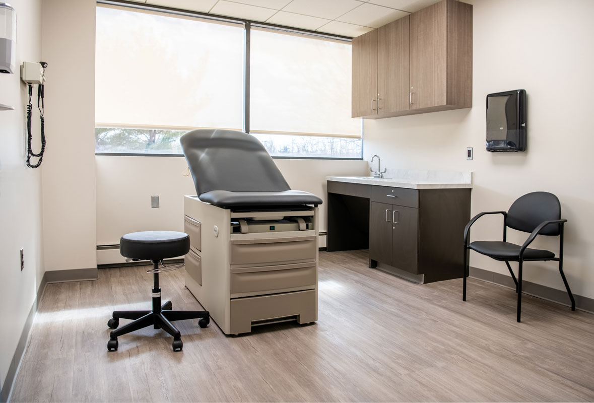 Houston independent medical practice exam room. Naturally lit examination room.